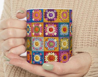 Häkelbecher, Strickkaffeetasse, Häkelbecher, Garnbecher, Geschenke für Strickerinnen, Geschenk für Häkelliebhaber, Oma Quadrat Tee