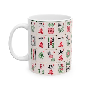 Mahjong Mug Mahjong lovers mugs Mahjong gift Mahjong Coffee Cup, mahjong gift for Grandpa Grandma Mahj player Mah-Jongg Birthday Gifts Party image 2