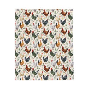 Chicken and Flowers Blanket Farmhouse Decor Wildflower Blanket Chicken Lover Gift Farm Animal Sofa Throw Farmer Gift Cottagecore decor Gifts image 5