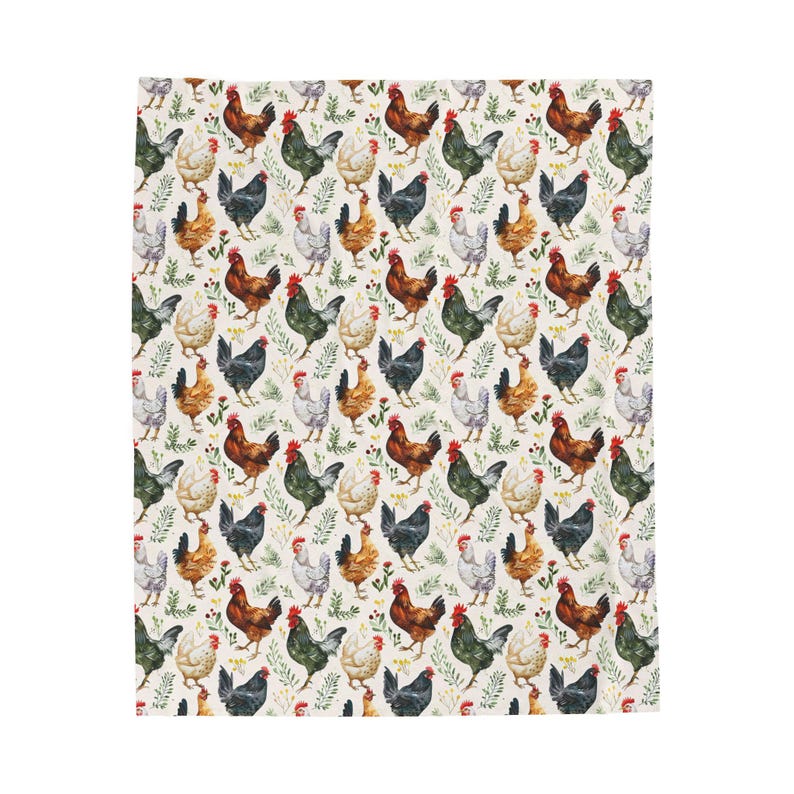 Chicken and Flowers Blanket Farmhouse Decor Wildflower Blanket Chicken Lover Gift Farm Animal Sofa Throw Farmer Gift Cottagecore decor Gifts image 5
