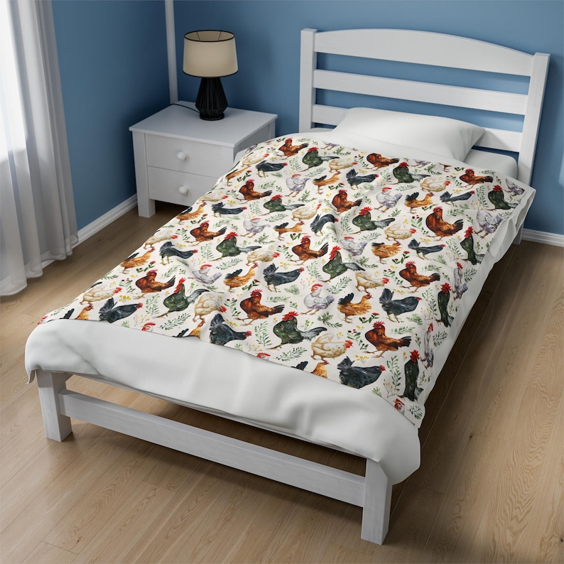 Chicken and Flowers Blanket Farmhouse Decor Wildflower Blanket Chicken Lover Gift Farm Animal Sofa Throw Farmer Gift Cottagecore decor Gifts 50" × 60"