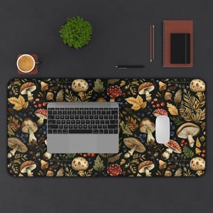 Podkładka pod mysz Botanical Desk Mat, podkładka pod mysz Mushroom, podkładka pod mysz Enchanted Herbs, akcesorium biurowe Wiccan Altar, podkładka pod klawiaturę Dark Cottagecore, Cottage core zdjęcie 9