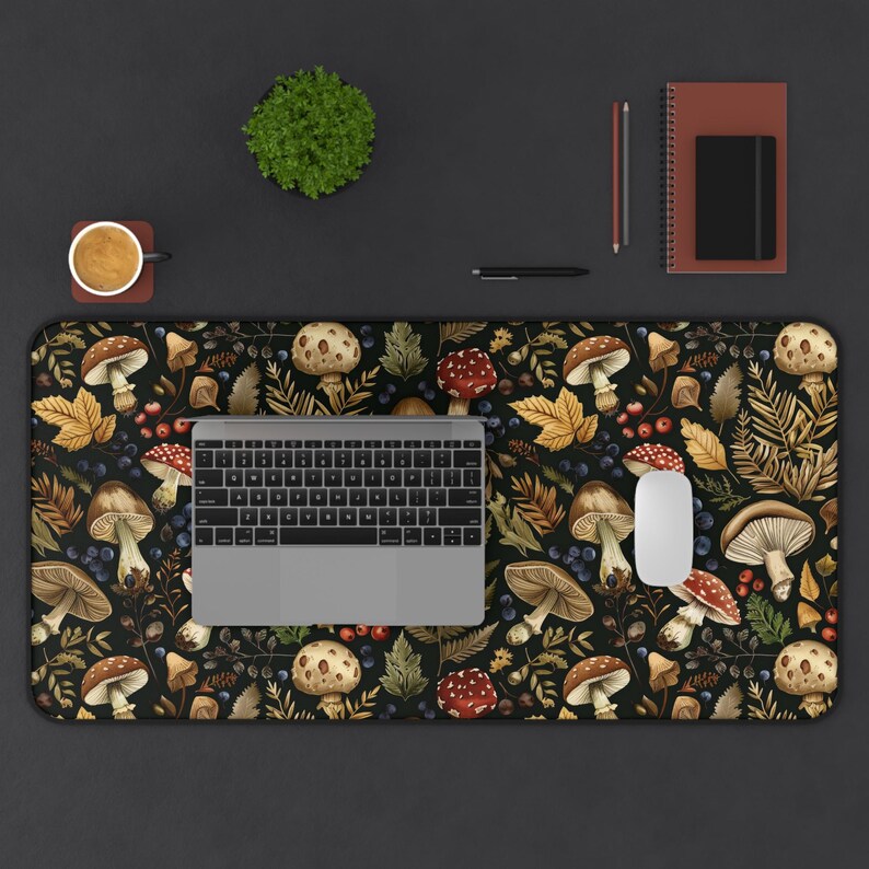 Podkładka pod mysz Botanical Desk Mat, podkładka pod mysz Mushroom, podkładka pod mysz Enchanted Herbs, akcesorium biurowe Wiccan Altar, podkładka pod klawiaturę Dark Cottagecore, Cottage core zdjęcie 9