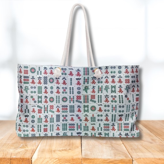 Mahjong Tote Bag, Mah jongg Gift, Gifts for Mahj Lover, Game night Tote Bag, Travel Mahjong Storage, Mah jong Game Bag, Mahjong Accessories