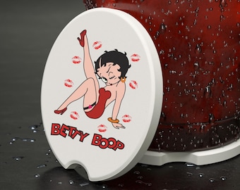 Girl Car Coaster, Coasters, Betty Boop Gifts, Cute Car Accessories, New Car Gifts, Gift for bestie, Retro, Vintage, gift for her