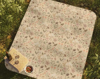 Floral Picnic Blanket, Wildflowers waterproof Washable pic nic blanket, Cottagecore, camping playdate park gift for mom Beach Days Soft cute