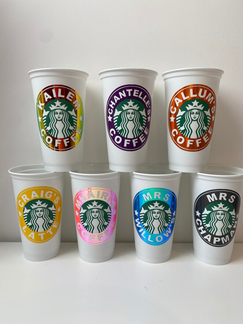 Starbucks Cup UK / Personalised Reusable Cup / Name and Coffee Etsy