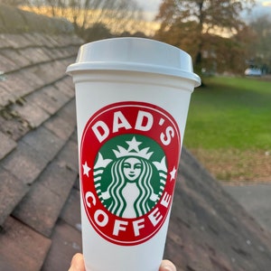 Starbucks Cup UK / Personalised Reusable Cup / Name and Coffee Ring Design / Plastic Hot Cup with Lid / Starbuck Hot Coffee Cup / Travel Mug