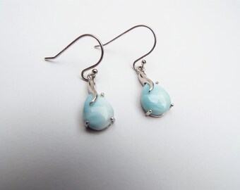 Larimar sterling silver earrings genuine gemstone