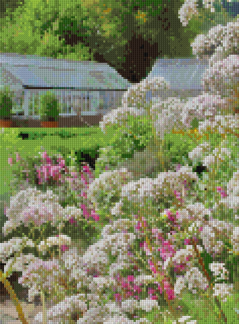 Modern Cross Stitch Kit Greenhouse Garden Stitch Pattern Etsy