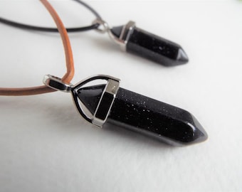 Blue Goldstone Necklace extendable cord