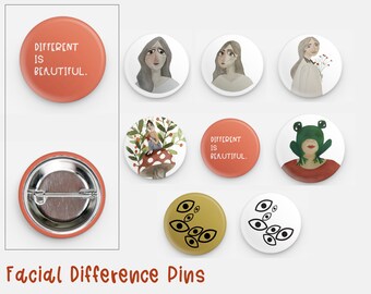 Facial Difference 1.25 inch Pin Back Buttons