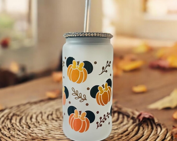 Disney Fall Pumpkin Glass Can Bling Lid