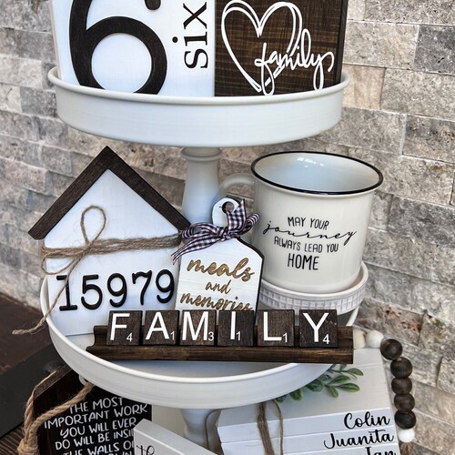 BUNDLE // Family & Home Themed Tiered Tray Decor // Family Etsy
