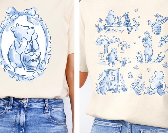 Disney Pooh Comfort Color T-Shirt Coquette Pooh and Friends