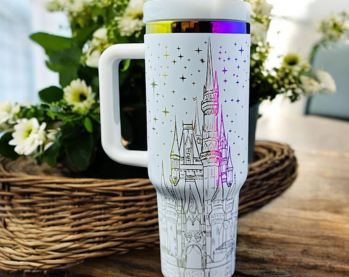 Disney Castle Stanley Style Engraved Tumbler 40 OZ