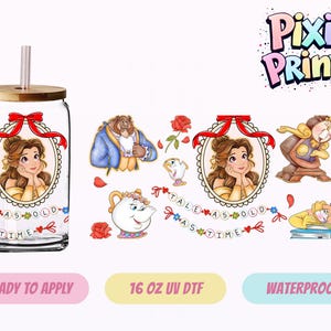 Disney Princess Belle UV DTF Tumbler Wrap Same Day Cup Sticker