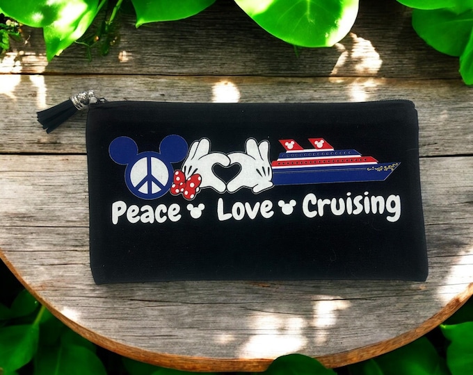 Disney Cruise Cosmetic Makeup Bag Mickey Minnie Zipper Bag