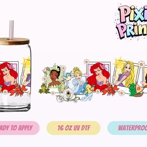Disney Princess UV DTF Tumbler Wrap Same Day Cup Sticker