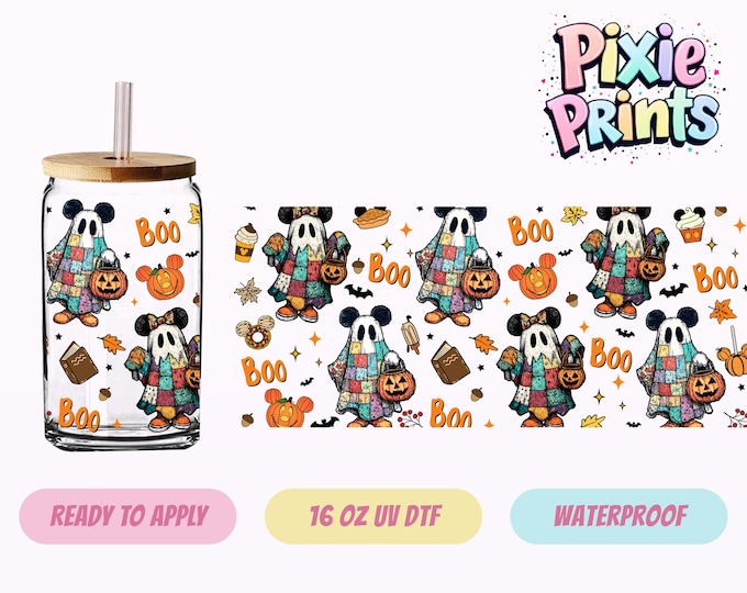 Disney Mickey Halloween UV DTF Tumbler Wrap Same Day Cup Sticker
