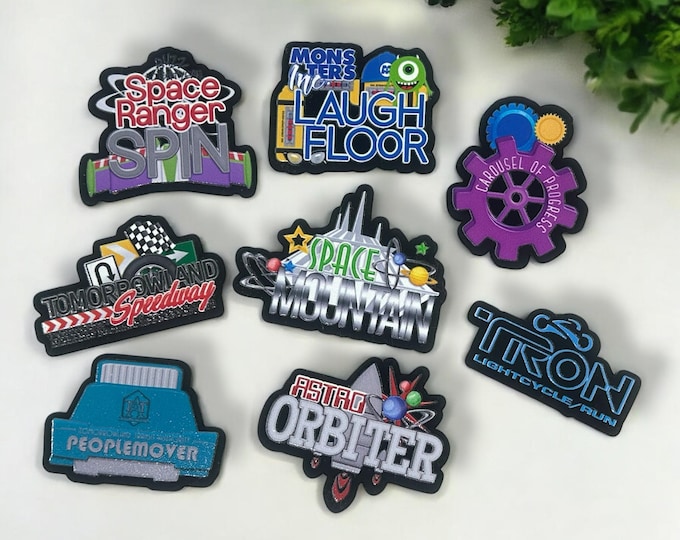 Tomorrowland Disney Ride Magnets Set – Space Mountain, TRON, Buzz Lightyear, PeopleMover Fridge Decor - WDW