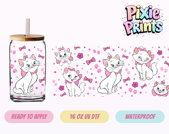 Marie Aristocats UV DTF Tumbler Wrap Same Day Cup Sticker