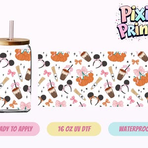 Disney Fall UV DTF Tumbler Wrap Mickey Cup Sticker