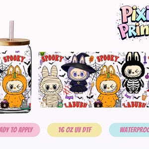 Halloween Cartoon Doll UV DTF Tumbler Wrap Same Day Cup Sticker