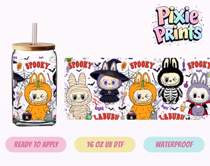Halloween Cartoon Doll UV DTF Tumbler Wrap Same Day Cup Sticker