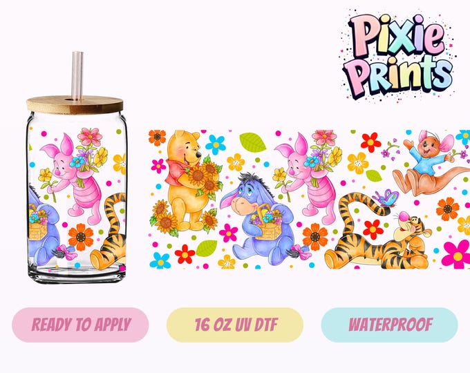 Disney Pooh Friends UV DTF Tumbler Wrap Same Day Cup Sticker