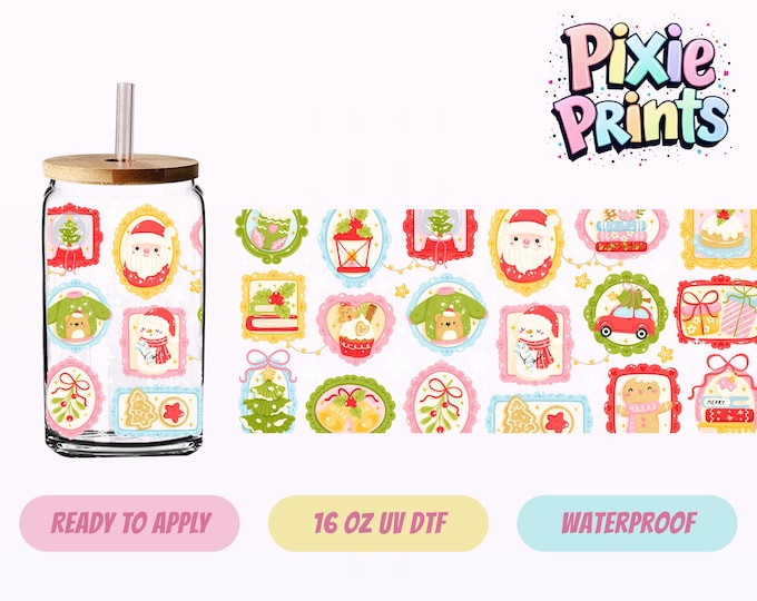 Whimsical Christmas UV DTF Tumbler Wrap Same Day Cup Sticker