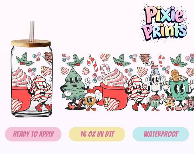 Christmas Snack Cake UV DTF Tumbler Wrap Same Day Cup Sticker