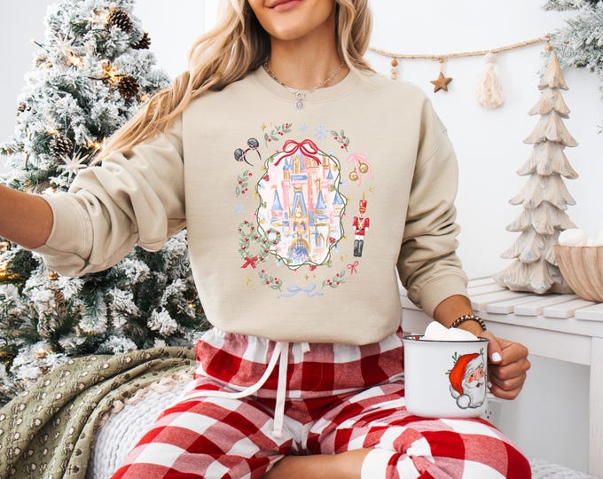 Disney Christmas Castle Coquette Sweatshirt Holiday Shirt