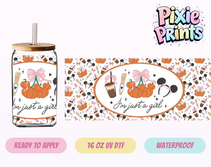 Disney Mickey Fall UV DTF Tumbler Wrap Coquette Cup Sticker