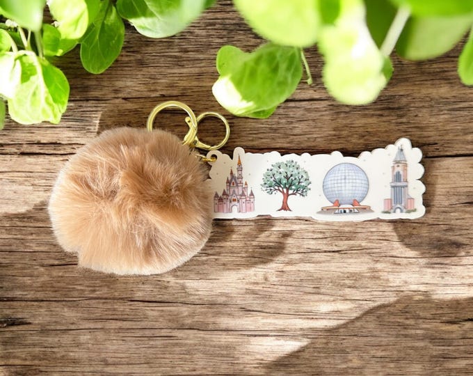 Disney World Four Parks Keychain Bag Tag Epcot Hollywood Studios Accessory