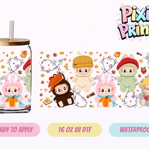 Cartoon pop herfst UV-DTF beker sticker wrap Same Day Cup