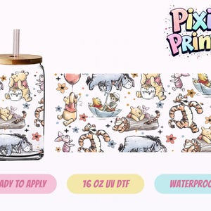 Pooh and Friends UV DTF Tumbler Wrap Same Day Cup Sticker