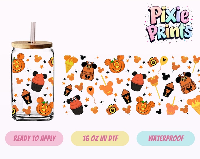Disney Snacks Halloween UV DTF Tumbler Wrap Same Day Cup Sticker