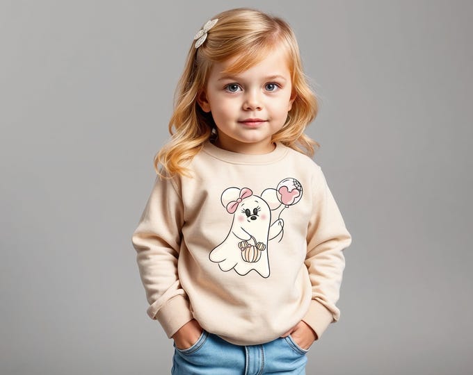 Disney Toddler Minnie Ghost Sweatshirt Pink Halloween Shirt
