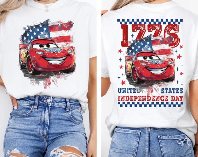 Disney Lightening McQueen Comfort Color T-Shirt Patriotic Shirt