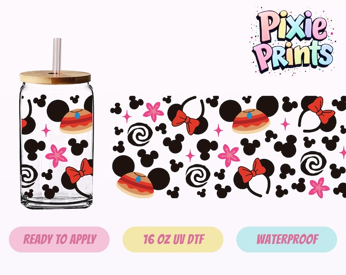 Disney Mickey Moana UV DTF Tumbler Wrap Same Day Cup Sticker