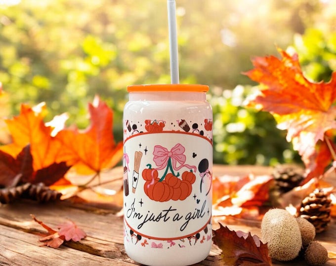 Disney Fall Pumpkin Libbey Glass Can Mickey Cup