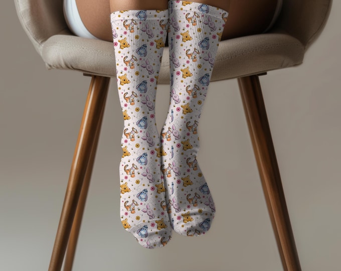 Disney Pooh Eeyore Tigger Socks Tube Sock Football Socks