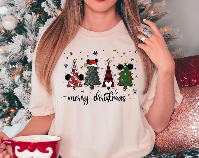 Disney Mickey Minnie Merry Christmas T-Shirt Comfort Colors