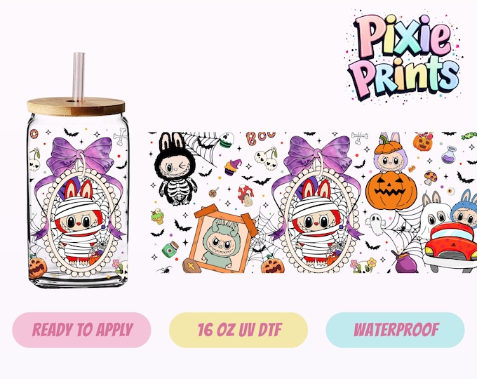 Halloween Cartoon Doll UV DTF Tumbler Wrap Same Day Cup Sticker