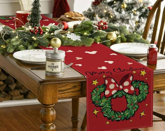 Disney Christmas Table Runner Mickey Minnie Home Decor
