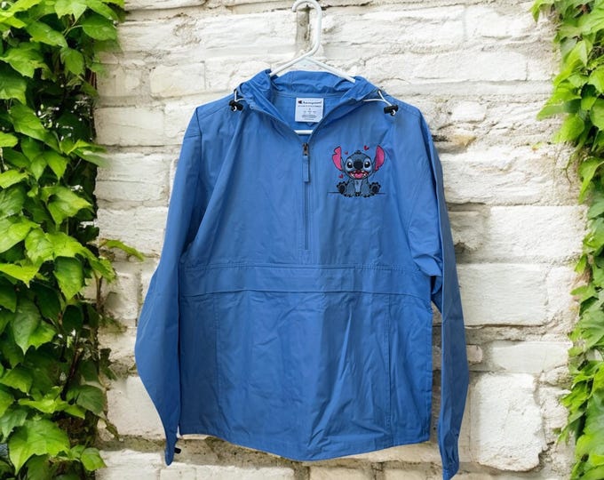 Disney Stitch 626 Embroidered Wind Breaker Jacket Champion Anorak