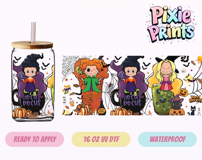 Disney Hocus Pocus Inspired UV DTF Tumbler Wrap Same Day Cup Sticker