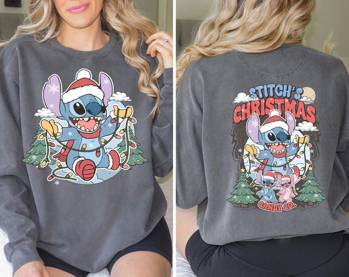 Disney Stitch Christmas Sweatshirt Comfort Colors