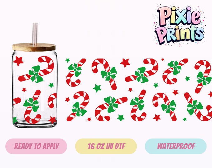 Christmas UV DTF Tumbler Wrap Candy Can Cup Sticker